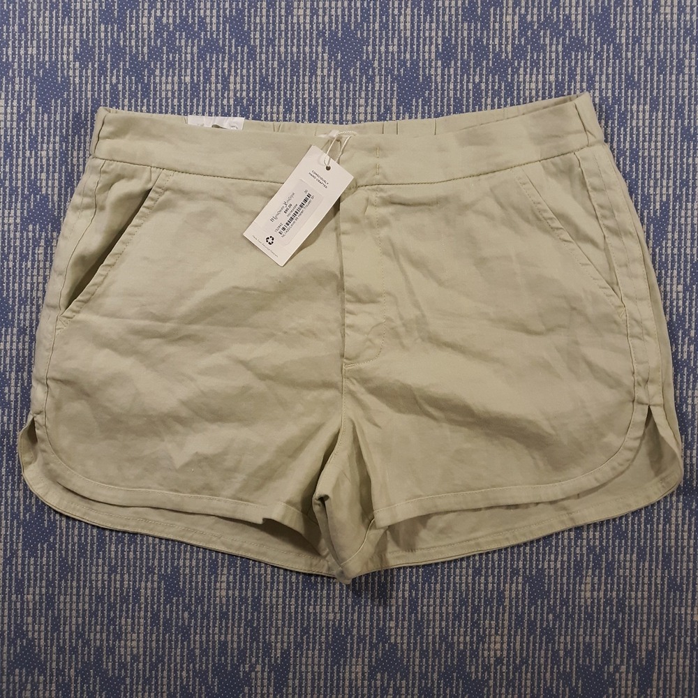 Level 99 Shorts Athletic Womens Size 30 Inseam 3 Green Linen Helen NEW
